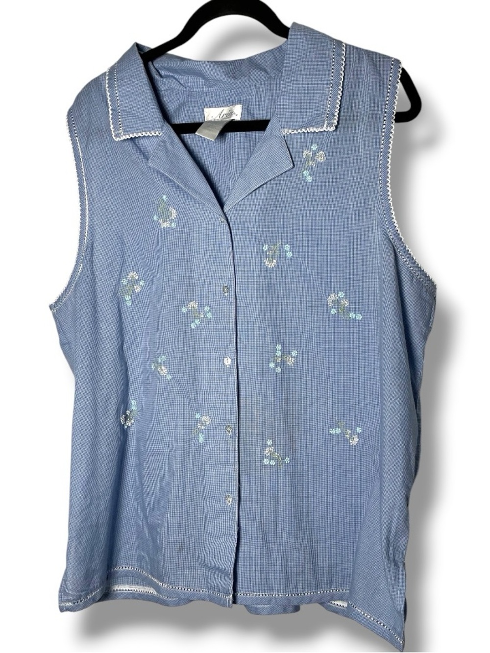 Vintage Blue Embroidered Sleeveless pajama set